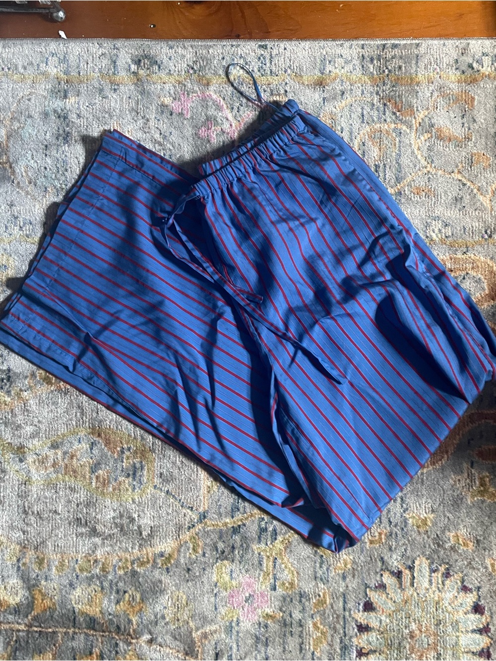 New without tags FRNCH Edeline Wide Leg Stripe Pants in Blue with Red Stripes - Picture 4 of 4